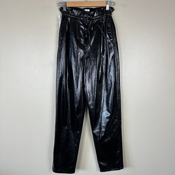 Wilfred Women's Pants Trousers Jive High Rise Faux Leather Shiny Black XS NWT - Picture 3 of 5